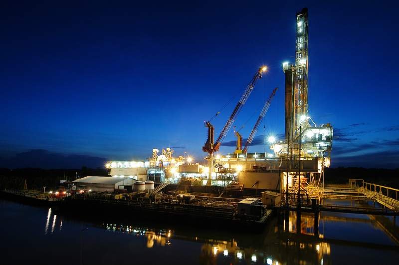 Submersible Drilling Barge Landscape Render
